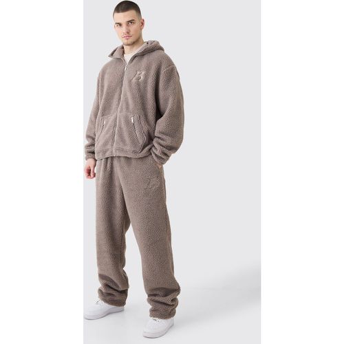 Tall - Sweat à capuche oversize zippé et pantalon de survêtement brodé - M - Boohooman - Modalova