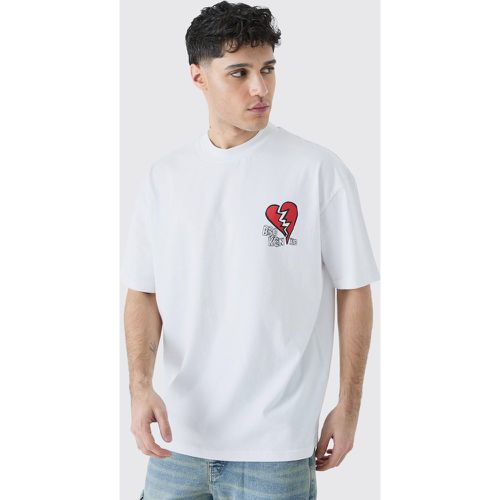 T-shirt oversize à imprimé cœurs brisés - Boohooman - Modalova