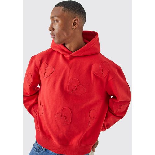 Sweat à capuche oversize à motif cœur homme - M - Boohooman - Modalova