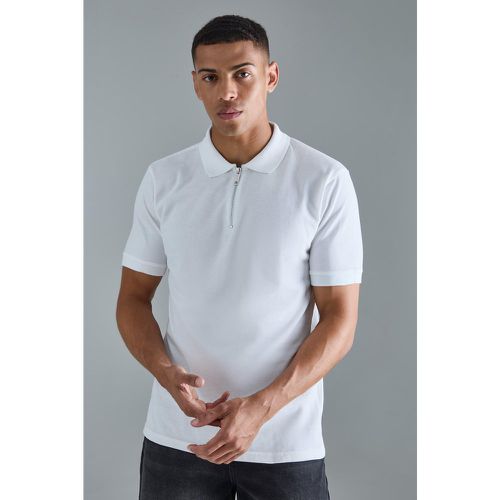 Polo cintré piqué à col zippé - S - Boohooman - Modalova