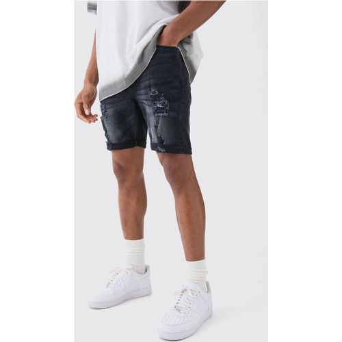 Short en jean stretch délavé - 28 - Boohooman - Modalova