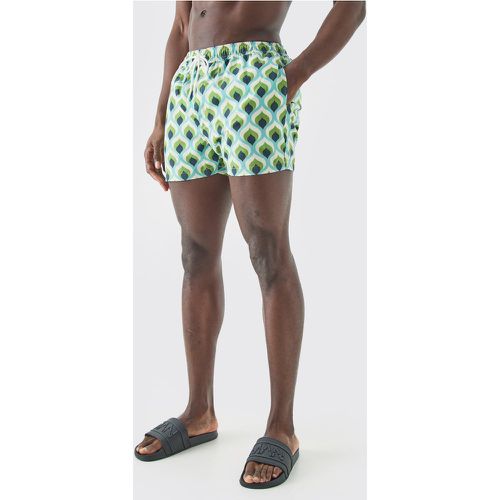 Short de bain court à imprimé géométrique - S - Boohooman - Modalova