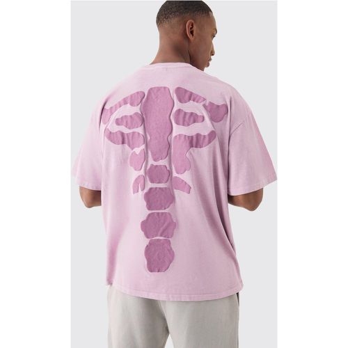 T-shirt oversize délavé à imprimé squelette au dos - S - Boohooman - Modalova