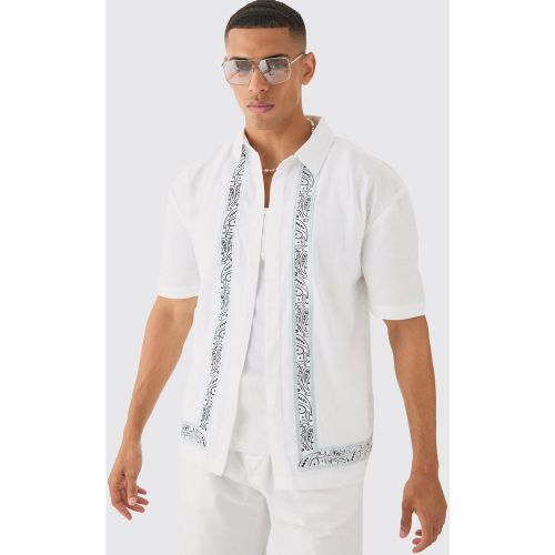 Chemise en lin à empiècement contrastant - L - Boohooman - Modalova