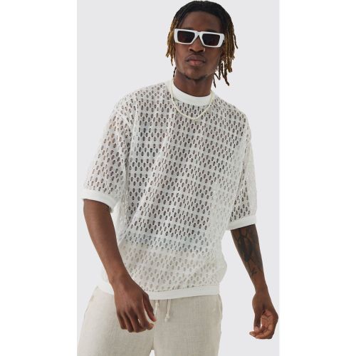 Tall - T-shirt en crochet à manches 3/4 - S - Boohooman - Modalova