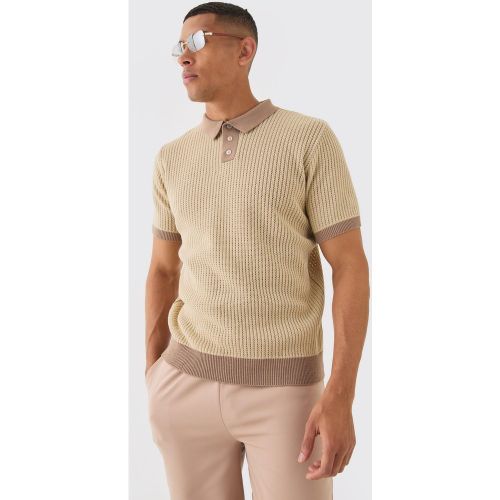 Polo droit côtelé à coutures apparentes - S - Boohooman - Modalova