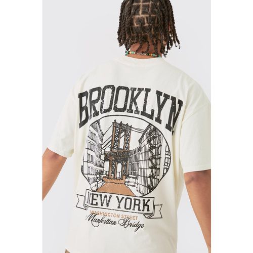 Oversized Brooklyn Stencil Washed T-shirt - Boohooman - Modalova