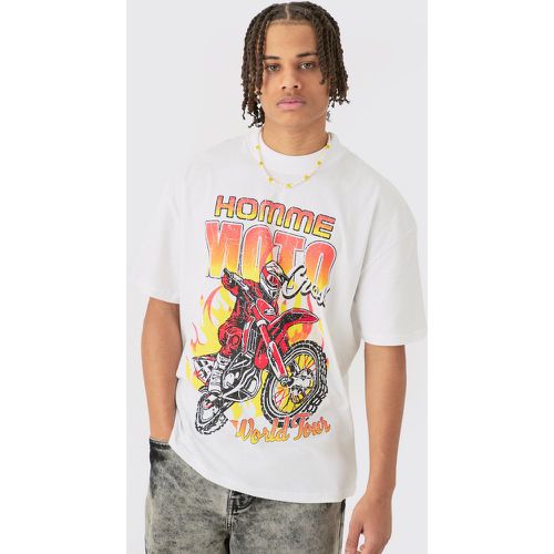 T-shirt oversize imprimé moto - S - Boohooman - Modalova