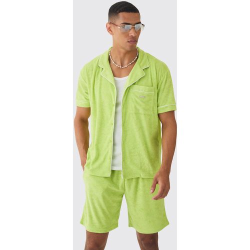 Ensemble en tissu éponge avec chemise et short - S - Boohooman - Modalova