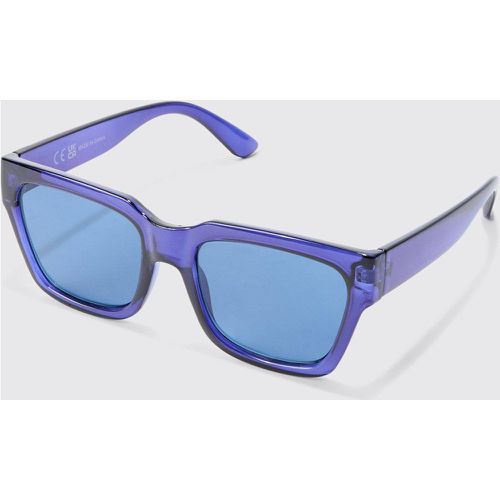 Square Plastic Sunglasses In Blue - Boohooman - Modalova