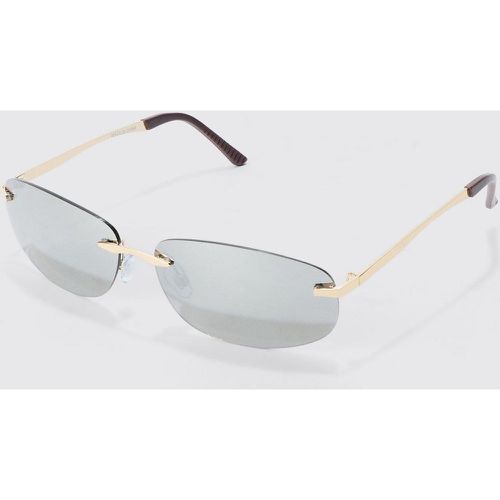 Square Lens Frameless Sunglasses In Silver - Boohooman - Modalova