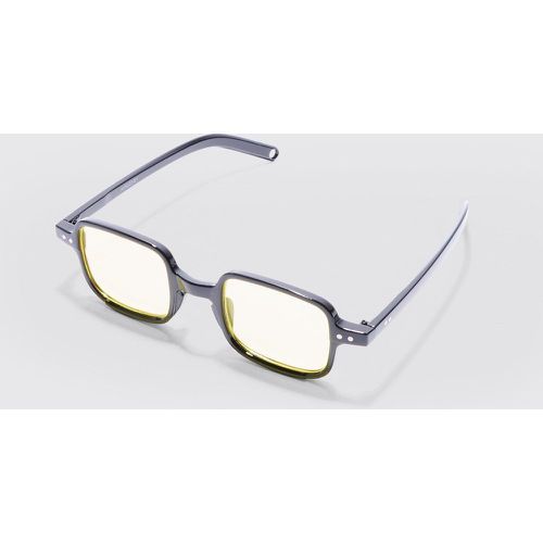 Square Yellow Lens Sunglasses In Black - Boohooman - Modalova
