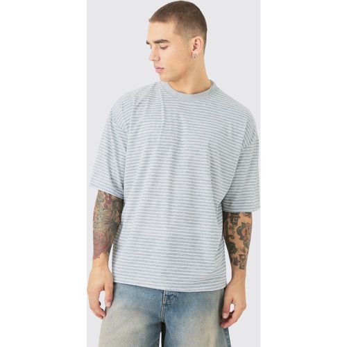 Boxy Stripe Rib T-shirt - Boohooman - Modalova