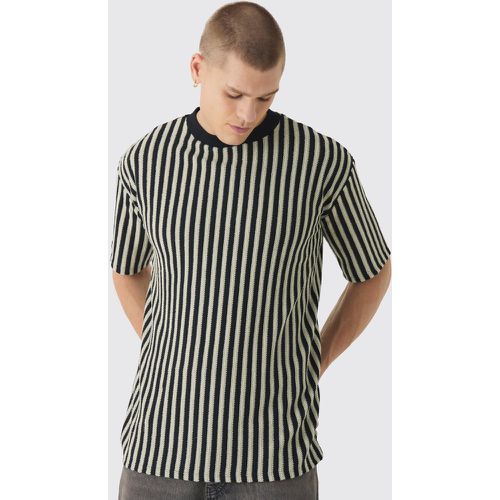 T-shirt oversize texturé à rayures - S - Boohooman - Modalova