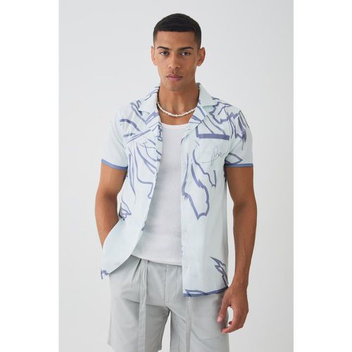 Chemise satinée à manches courtes et imprimé palmier - S - Boohooman - Modalova