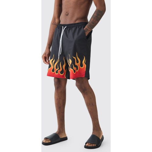 Tall - Short de bain à imprimé flammes - M - Boohooman - Modalova