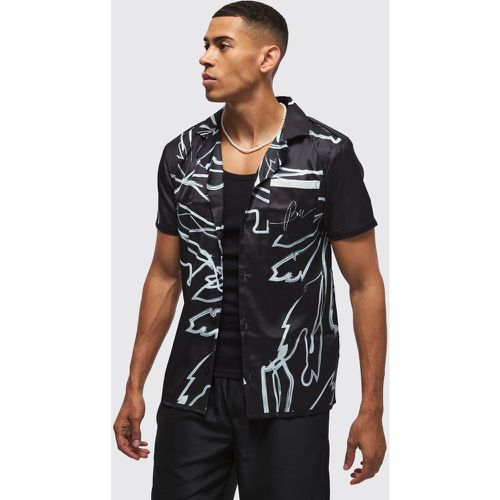 Chemise satinée à manches courtes et imprimé palmier - M - Boohooman - Modalova