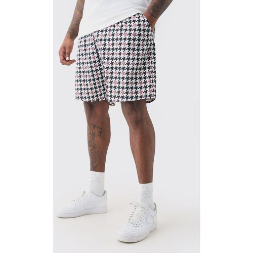 Grande taille - Short de bain à carreaux et motif pied-de-poule - XXXL - Boohooman - Modalova