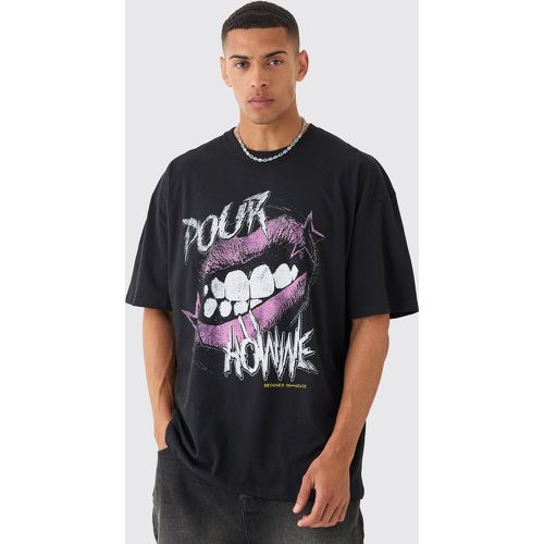 Tall Lips Graphic T-shirt In Black - Boohooman - Modalova