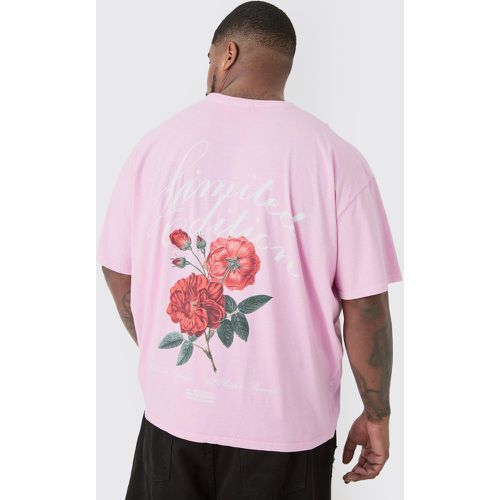 Plus Lmtd Edition Floral Graphic T-shirt In Pink - - XXXL - Boohooman - Modalova