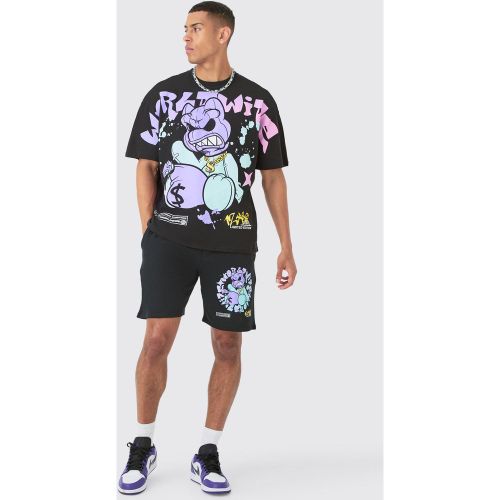 Ensemble oversize à imprimé ours en peluche homme - L - Boohooman - Modalova