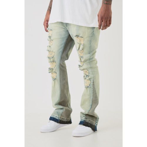 Grande taille - Jean flare skinny à soufflets - 40 - Boohooman - Modalova