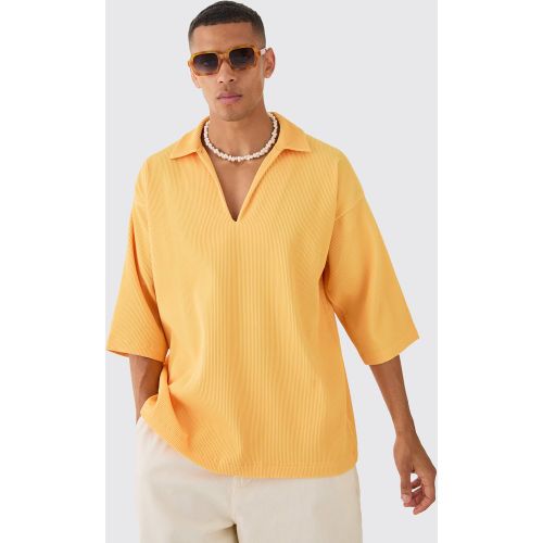 Chemise oversize plissée à col V - S - Boohooman - Modalova