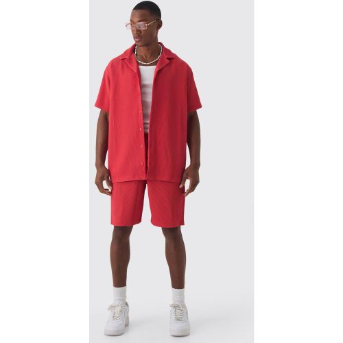 Ensemble oversize plissé avec chemise à manches courtes et short - L - Boohooman - Modalova