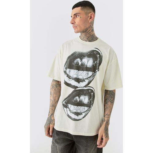 Tall Oversized Metallic Lips T-shirt In - S - Boohooman - Modalova