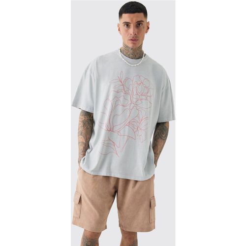 Tall - T-shirt oversize fleuri - S - Boohooman - Modalova