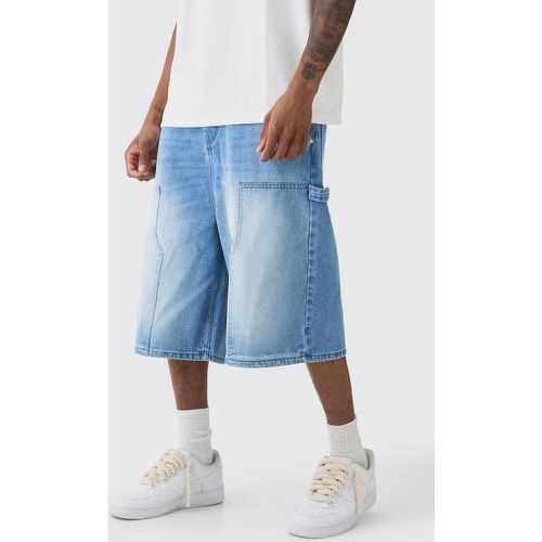 Tall - Bermuda en jean à détail charpentier - 30 - Boohooman - Modalova