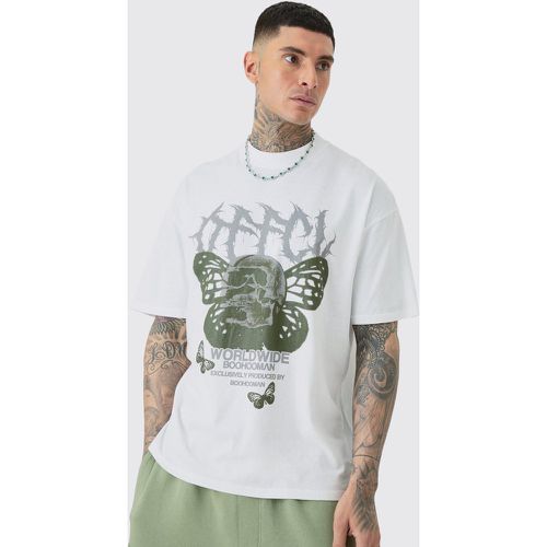 Tall Butterfly Skull Graphic T-shirt - Boohooman - Modalova