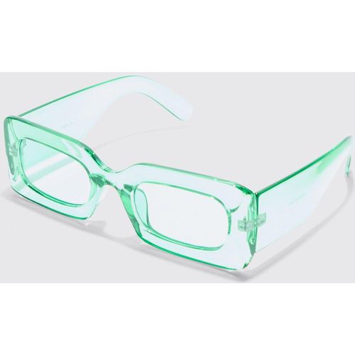 Rectangular Clear Plastic Sunglasses In Green - Boohooman - Modalova