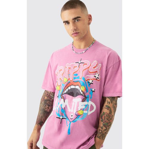 T-shirt oversize à imprimé lèvres - S - Boohooman - Modalova