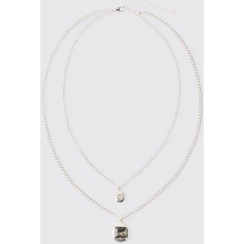 Collier superposé à chaînes multiples et pendentif en pierre fantaisie - ONE SIZE - Boohooman - Modalova