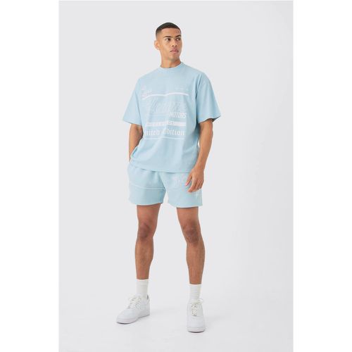 Oversized Extended Text Graphic T-shirt And Short Set - Boohooman - Modalova