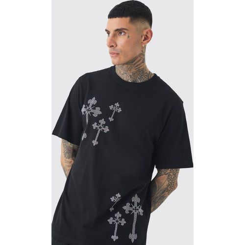 Tall Oversized Cross Hot Fix T-shirt In Black - Boohooman - Modalova