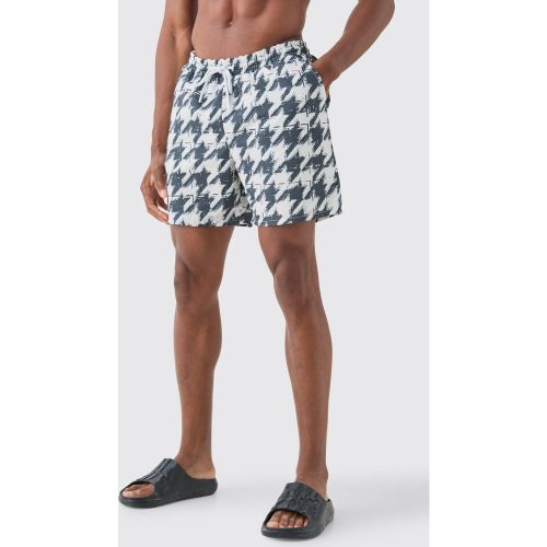 Short de bain mi-long à motif pied-de-poule - S - Boohooman - Modalova