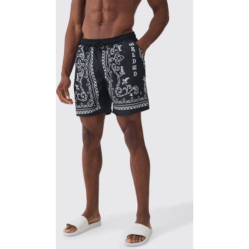 Short de bain mi-long à imprimé baroque - S - Boohooman - Modalova