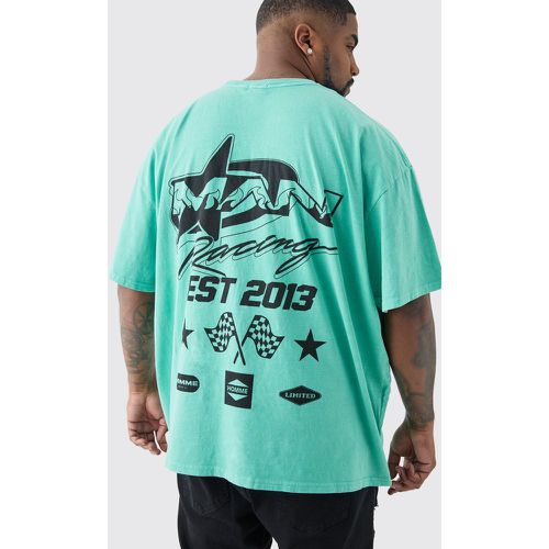Plus Man Racer T-shirt In Green - - XXXL - Boohooman - Modalova
