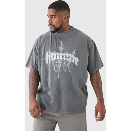 Plus Oversized Cross Puff Print T-shirt In Grey - - XXXL - Boohooman - Modalova
