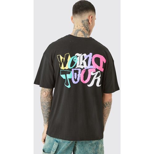 Tall Oversized World Tour Puff Print T-shirt In Black - Boohooman - Modalova