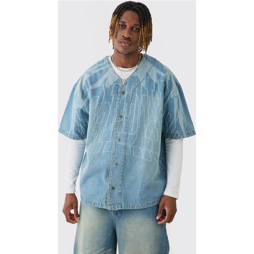 Tall - Chemise en jean à broderie - XL - Boohooman - Modalova