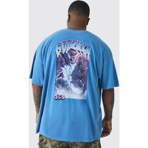Plus Godzilla License Back Print Overdye T-shirt - - XXXL - Boohooman - Modalova