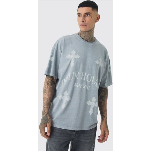 Tall Cross Printed T-shirt In Grey - Boohooman - Modalova