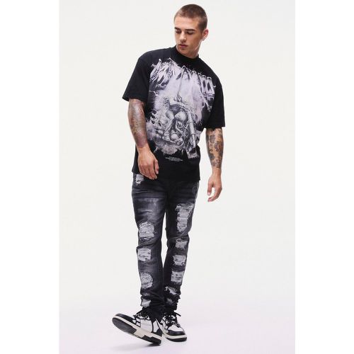 Jean skinny déchiré et réparé à superposition - 28R - Boohooman - Modalova