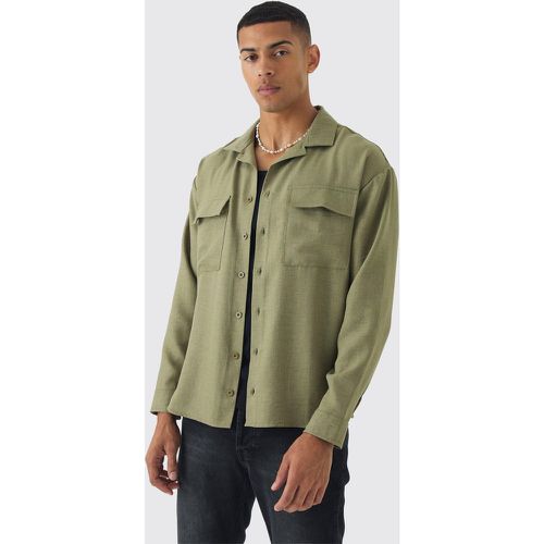 Chemise oversize en lin à manches longues - S - Boohooman - Modalova