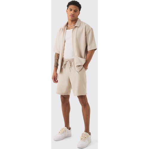 Ensemble oversize en lin à poches avec chemise et short - S - Boohooman - Modalova