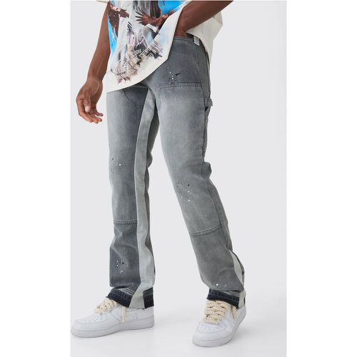 Jean charpentier slim à taches de peinture - 28R - Boohooman - Modalova