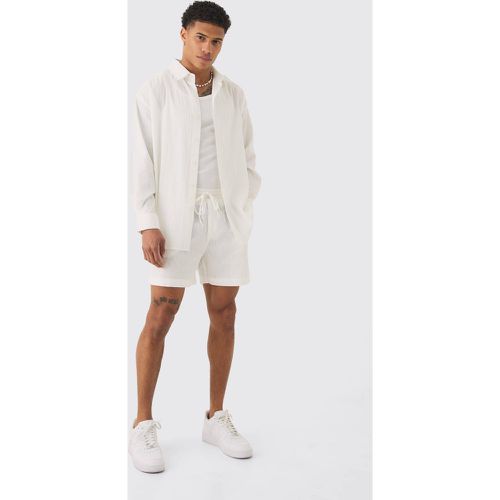 Ensemble oversize rayé avec chemise et short - S - Boohooman - Modalova